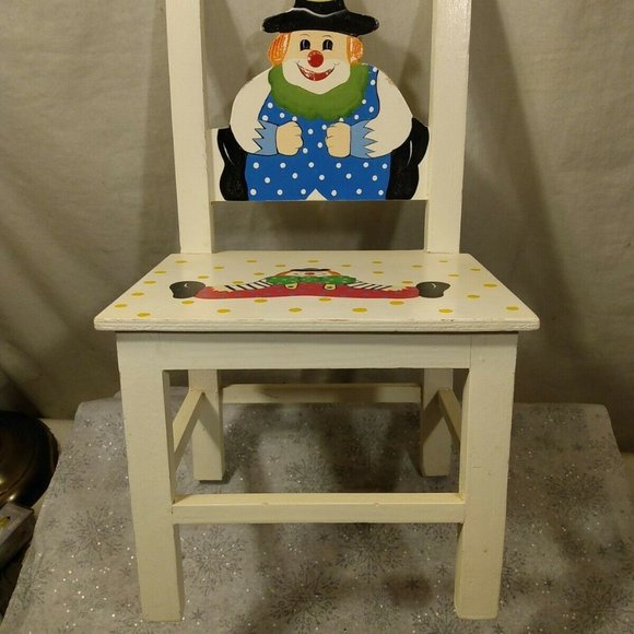 decorative child chair hand painted with clowns